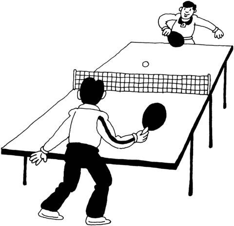 Boys Playing Ping Pong Coloring Page